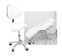 FXLUHAY Taburete de Silla de Montar Blanco y Negro for higienista Dental, Silla de salón con 5 Ruedas, Taburete médico con elevación de Gas, Respaldo y Altura del Asiento(White)