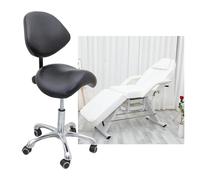 FXLUHAY Taburete de Silla de Montar Blanco y Negro for higienista Dental, Silla de salón con 5 Ruedas, Taburete médico con elevación de Gas, Respaldo y Altura del Asiento(Blcak)