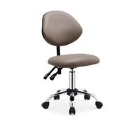 FXLUHAY Taburete de Silla de Montar for higienista Dental, Taburete Profesional Tipo Silla de Montar con Ruedas, Taburete con Respaldo inclinable(Brown)