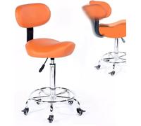 FXLUHAY Taburete Dental con Ruedas, Silla con Respaldo, ergonómico, Elevador de salón, Ajustable, Cocina, Asiento Dividido, Giratorio for Oficina(Orange)