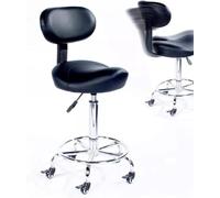 FXLUHAY Taburete Dental con Ruedas, Silla con Respaldo, ergonómico, Elevador de salón, Ajustable, Cocina, Asiento Dividido, Giratorio for Oficina(Noir)