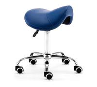 FXLUHAY Taburete Giratorio Ajustable con Ruedas de Cuero de 48 a 60 cm for Tatuajes, Belleza, pestañas, masajes y odontología.(Blue)