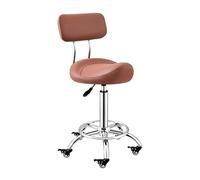 FXLUHAY Taburete Giratorio con Respaldo de 50 a 70 cm de Altura, con Ruedas bloqueables y reposapiés for salón de Belleza, Dentista y Tatuaje.(Brown)