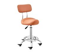 FXLUHAY Taburete Giratorio con Respaldo de 50 a 70 cm de Altura, con Ruedas bloqueables y reposapiés for salón de Belleza, Dentista y Tatuaje.(Orange)