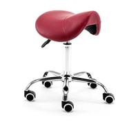 FXLUHAY Taburete Giratorio con Ruedas de Cuero sintético de 48 a 60 cm for salón de Tatuajes, Belleza, masajes y odontología.(Red)