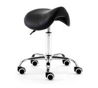 FXLUHAY Taburete Giratorio con Ruedas de Cuero sintético de 48 a 60 cm for salón de Tatuajes, Belleza, masajes y odontología.(Black)