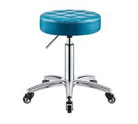 FXLUHAY Taburete giratorio con ruedas de piel sintética, cojín redondo, sin respaldo, silla giratoria hidráulica, ajustable de 41 a 56 cm, para spa, salón, oficina, tatuaje, hogar, coche, tienda