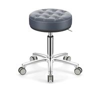 FXLUHAY Taburete Redondo con Asiento de Acero Inoxidable Negro, Altura 47~62 cm, Peso soportado 160 kg, Ideal for escritorios de Oficina, spas médicos y Tatuajes.(B)