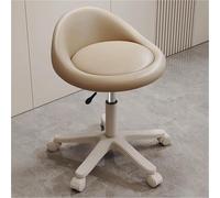 FXLUHAY Taburete rodante Ajustable con Respaldo - Comodidad for peluqueros y Trabajos en Altura de mostrador - Ideal for largas Horas Sentado(Beige)