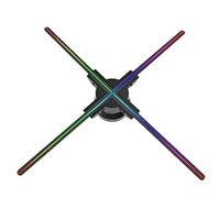 Fxndknjks Proyector HolográFico LED 3D Ventilador de Publicidad WiFi 720 LED App Holograma HolográFico Luz Comercial Montado en la Pared Enchufe de la UE