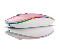 Fxndknjks RatóN InaláMbrico BT5.1+2.4Ghz con Jiggler de RatóN, RatóN Recargable de 2.4G, Movimiento de RatóN para Computadora con USB, Rosa