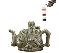 FXNFXLA Tetera De Asesinos, Tetera De Cerámica China Hecha a Mano, Una Olla Tres Bebidas, Tetera De Dos Corazones, Dispensador De Bebidas, Tetera De Truco Mágico con Caja De Regalo, 16 Oz