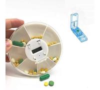 FXQ Dispensador automático de píldoras de 7 días con Divisor de píldora - Pastillero Temporizador Digital con 5 alarmas - Recordatorio de temporización portátil Pastillero Inteligente para Ancianos