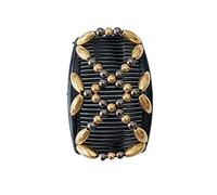 FXQHAN Peines elásticos para niña, peine de pelo con cuentas mágicas, clips dobles, accesorios de peinado para mujeres y niñas, belleza del cabello (oro)
