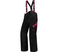 FXR Clutch 2023 Pantalones baberos para motos de nieve juveniles, negro-rosa, tamaño 2XL 3XL