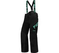 FXR Clutch 2023 Pantalones baberos para motos de nieve juveniles, negro-verde, tamaño L 34