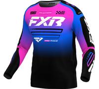 FXR Clutch 2025 Maillot de motocross para niños, Negro/Azul/Morado, Talla S