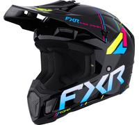 FXR Clutch Comp Casco de motocross, negro/azul/amarillo, Talla XS