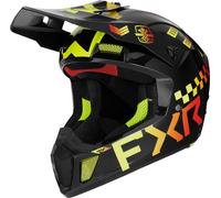 FXR Clutch Gladiator 2024 Casco de motocross, negro-rojo-amarillo, tamaño L para Hombres