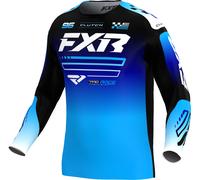 FXR Clutch Logo Maillot de motocross juvenil, negro-blanco-azul, tamaño L