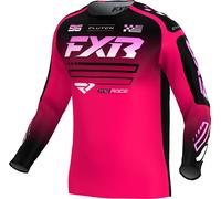 FXR Clutch Logo Maillot de motocross juvenil, negro-rosa, tamaño L