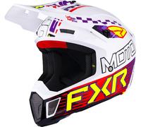 FXR Clutch Race Div, casco de motocross L female Blanco/Lila/Rojo/Amarillo