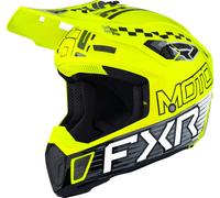 FXR Clutch Race Div Casco de motocross, negro-blanco-amarillo, tamaño M para Hombres
