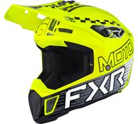 FXR Clutch Race Div Casco de motocross, negro-blanco-amarillo, tamaño L para Hombres