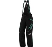 FXR Edge Pantalones babero para motos de nieve para damas, negro/verde, Talla 4