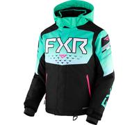 FXR Helium 2023 Chaqueta para moto de nieve juvenil, negro/verde/blanco, Talla 10