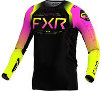 FXR Helium 2024 Youth Maillot de motocross, negro-rosa-amarillo, tamaño S