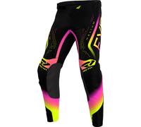 FXR Helium 2024 Youth Pantalones de motocross, negro-rosa-amarillo, tamaño 26