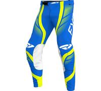 FXR Helium Infinity Pantalones de motocross, blanco-azul-amarillo, tamaño 32 para Hombres