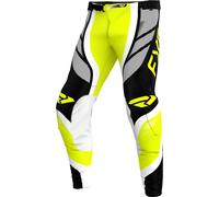 FXR Helium Infinity Pantalones de motocross, negro-blanco-amarillo, tamaño 36 para Hombres