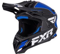 FXR Helium Logo Carbon Casco de motocross, negro-blanco-azul, tamaño L para Hombres