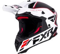 FXR Helium Logo Carbon Casco de motocross, negro-blanco-rojo, tamaño L para Hombres
