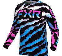 FXR Podium 2024 Maillot de motocross, negro-rosa-azul, tamaño 2XL para Hombres