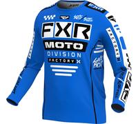 FXR Podium 2024 Youth Maillot de motocross, negro-blanco-azul, tamaño XL