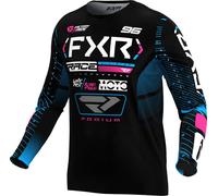 FXR Podium 2025 Maillot de motocross, negro/azul/rosa, Talla S