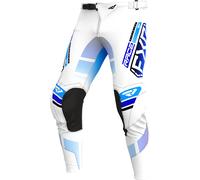 FXR Podium 2025 Pantalones de motocross, negro-blanco-azul, tamaño 32 para Hombres