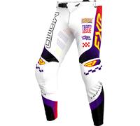 FXR Podium Gladiator MX White, pantalones textiles 28 male Blanco/Lila/Rojo/Amarillo Neón
