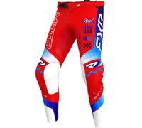 FXR Podium Gladiator Pantalones de motocross, blanco-rojo-azul, tamaño 30 para Hombres