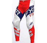 FXR Podium Gladiator Pantalones de motocross, blanco-rojo-azul, tamaño 38 para Hombres