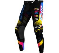 FXR Podium Gladiator Pantalones de motocross, negro/azul/amarillo, Talla 38
