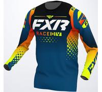 FXR Revo RaceDiv Maillot de Motocross, Azul/Naranja, Talla L