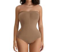 FXTYK Mujer Shapewear Body moldeador sin tirantes Tanga Top Shapewear ajustable correa de hombro desmontable para mujeres ropa interior tanga, 1-2 Marrón, S