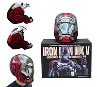 FXVIYNTFO Avengers - Casco electrónico inspirado en Iron Man Mk5 Jarvis 1:1 portátil con control de voz en inglés, máscara de apertura y cierre eléctrico, sensor táctil para jugar y cosplay, rojo