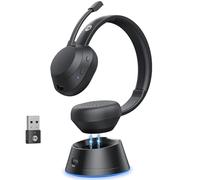 FXWONTY Auriculares inalámbricos, auriculares Bluetooth con micrófono (cancelación de ruido AI), 65 horas de tiempo de trabajo con adaptador USB, auriculares inalámbricos con micrófono para trabajar