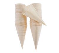 Fxzqgnh 100 Piezas Vasos de Conos de Madera Platos Desechables para Postres Y Entrantes Adecuado para Comida Rápida, tal como se describe, 11x15.5cm