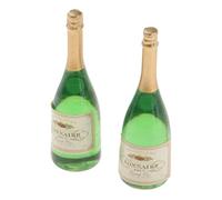 Fxzqgnh 2 Pieces 1:12 Green Champagne Beer Bottles Home Decoration Dollhouse Furniture DIY Ornament Miniature Toy Accessories Nice Paly Things for